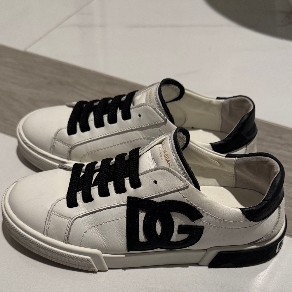 Dolce & Gabbana Black and White Logo Sneakers
